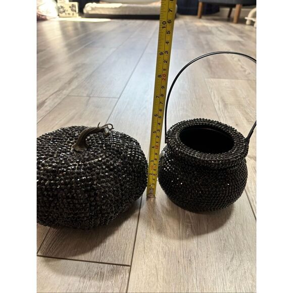 Black Diamond Bling Pumpkin And Cauldron Halloween Decorations - Picture 6 of 10